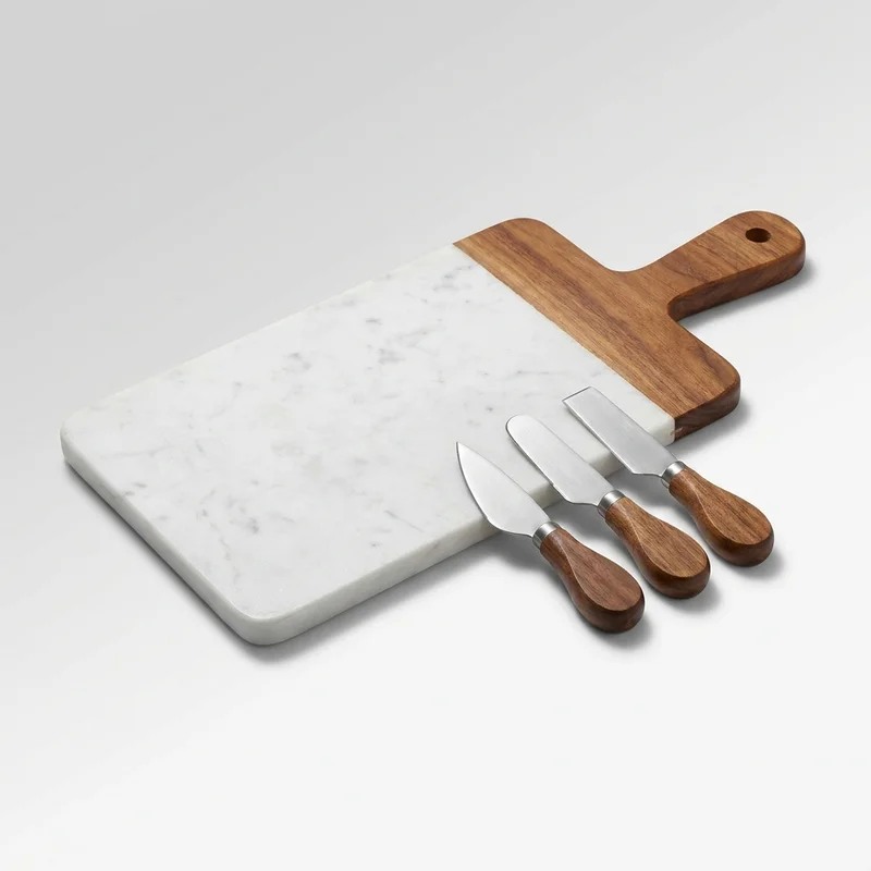 Marble & Wood Charcuterie Board Set
